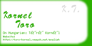 kornel toro business card